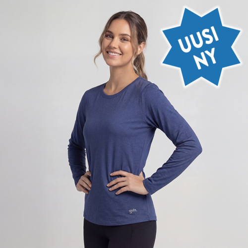 LADIES’ LONG SLEEVE TOP, BLUE MELANGE (1KPL)